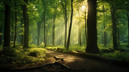 A forest with a path through it