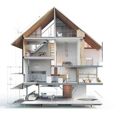 
Diagram of Single-Family House Being Deconstructed into Wooden Materials
