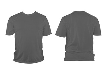 Dark gray t-shirt with round neck, collarless and sleeves.