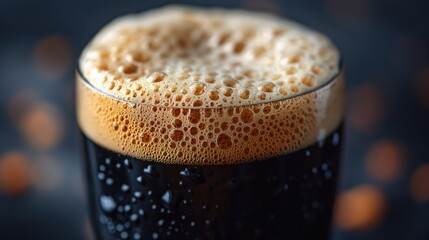 Bubbly Dark Beer with Frothy Head