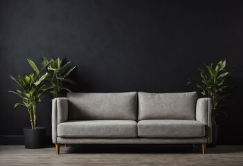 Fototapeta premium modem sofa interior on black background