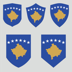 Set of Kosovo Flag in Shied Shape Frame