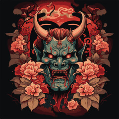 SKULL AND HANNYA MASK AND AI-GENERATED VECTOR FILES - VERY SUITABLE FOR YOUR NEEDS