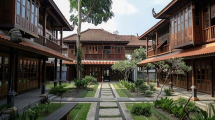 Fototapeta na wymiar editorial photo view from the side of the new building design and architecture of Javanese houses