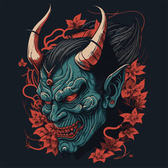 SKULL AND HANNYA MASK AND AI-GENERATED VECTOR FILES - VERY SUITABLE FOR YOUR NEEDS
