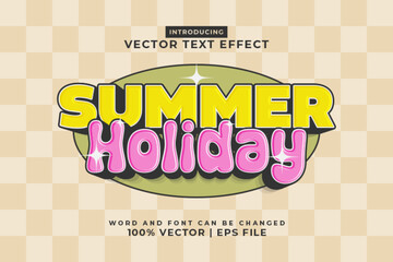 Editable text effect Summer Holiday 3d Cartoon template style premium vector