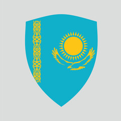 Kazakhstan Flag in Shield Shape Frame