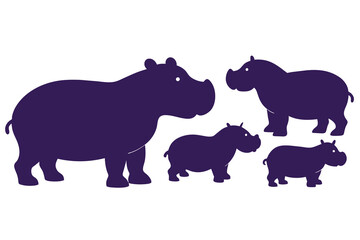 Solid color hippo vector