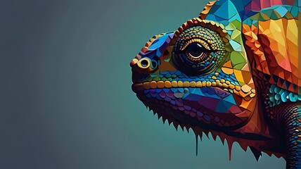 wpap style abstract background, chameleon