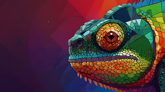 wpap style abstract background, chameleon