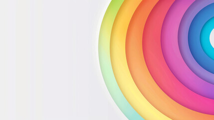 Obraz premium White background with a subtle rainbow circle icon in the corner