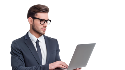 Handsome businessman using his tablet smart device labtop Vr Virtual Reality