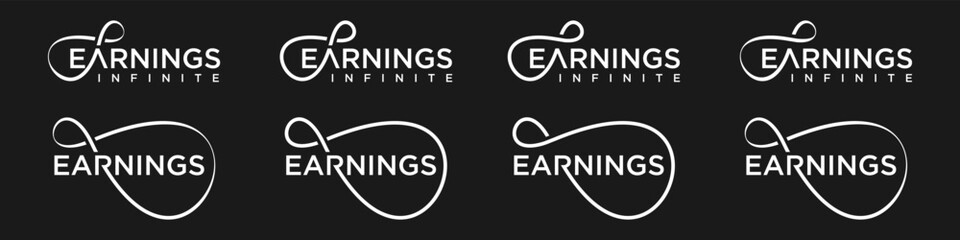 earnings Infinity logo design, wordmark earnings with Infinity icon combination, vector illustration