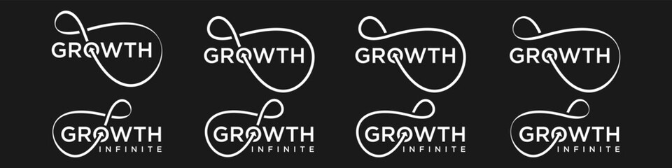 growth Infinity logo design, wordmark growth with Infinity icon combination, vector illustration