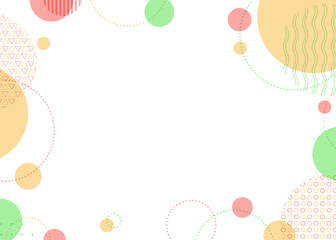 円形オブジェクトとパターンのフレーム背景、円形模様のポップなフレーム