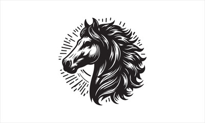 Horse Head Illustration illustration White Background-  Horse Head Illustration Files for Cutting, Handmade calligraphy vector illustration, Hand written vector sign, EPS 10
