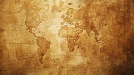antique world map background with vintage texture and sepia tones exploration concept