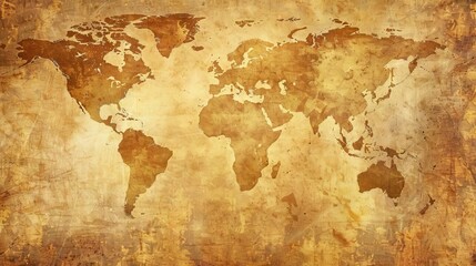 Fototapeta na wymiar antique world map background with vintage texture and sepia tones exploration concept