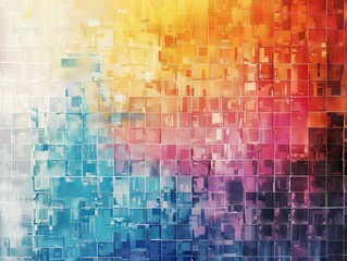 Fototapeta premium Abstract colorful geometric mosaic background with vibrant blue, orange, and purple hues creating a dynamic and artistic visual effect.