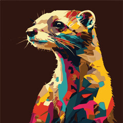 WEASEL WITH A UNIQUE AND COOL WPAP AND POP ART STYLE AND AI-GENERATED VECTOR FILES - VERY SUITABLE FOR YOUR USE FOR YOUR NEEDS