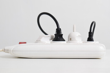 Electrical plug in outlet socket at home isolated on white background, Outlet, Electric Plug, Power...