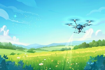 Obraz premium Farming technology employs drones for precision agriculture, optimizing crop monitoring and enhancing agricultural efficiency