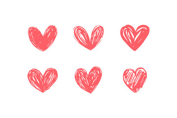 Valentine Heart Hand Drawn Love Heart Doodle Heart Love Scribble Love Heart Cute and Brush Heart Background  Hearts Set 