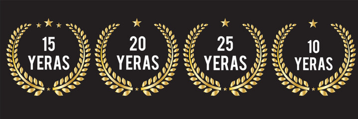 10, 15, 20, 25 years anniversary design vector illustration logo icon template