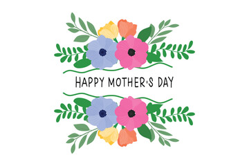 Fototapeta premium Element stock happy mothers day with floral wreath isolated on white background