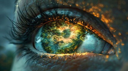 macro photography of the human eye. Close-up of the human eye