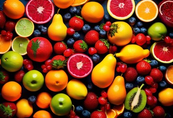 capturing lively tropical fruit colors vibrant, colorful, juicy, ripe, fresh, exotic, delicious, sweet, healthy, natural, assortment, selection, variety