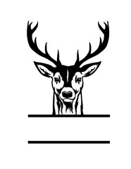 Deer Head Illustration, Antler T-shirt Vector, Hunting Dad Gift Idea Stencil, Hunter Mom Name Label Tee Cut File, Woodland Animal, Cute Wild Safari Life