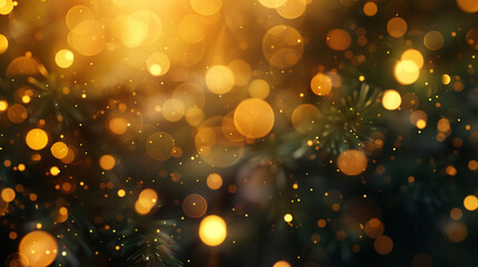 An abstract blur bokeh banner background with warm ochre and olive green bokeh lights, evoking a rustic, earthy vibe.