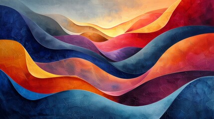 A background depicting a powerful multicolored wave of water. Wavy colored texture