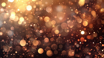 An abstract blur bokeh banner background with warm bronze and rose gold bokeh lights, exuding a luxurious, elegant vibe.