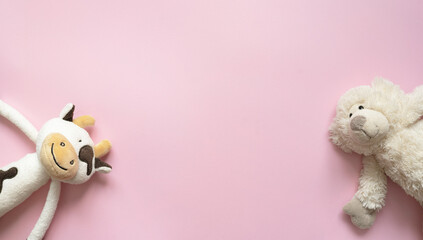 toys on pink background