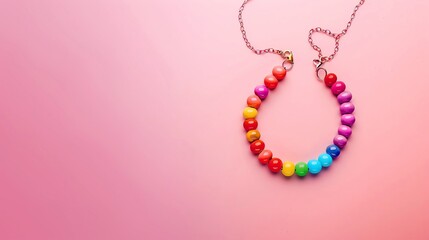 rainbow Costume jewelry, blank space, minimalism, negative space, background wallpaper template, pride month LGBTQIA theme