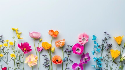 rainbow Flowers, blank space, minimalism, negative space, background wallpaper template, pride month LGBTQIA theme