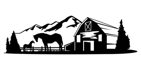 Horse farm logo bundle, Horse silhouette art for cricut machines.