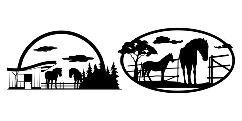 Horse farm logo bundle, Horse silhouette art for cricut machines.