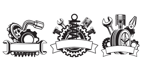 Skull mechanic logo design template, Hardcore mechanic logo clipart, for Cricut machines.