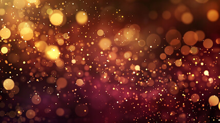 An abstract blur bokeh banner background with rich burgundy and gold bokeh lights, perfect for a luxurious theme.