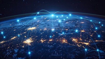 digital world globe concept of global network and connectivity on earth high speed data transfer and cyber technology information exchange and international telecommunication.stock immage