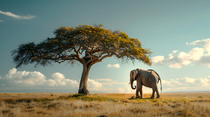 Fototapeta premium Mysterious elephant on a tree ,generative ai