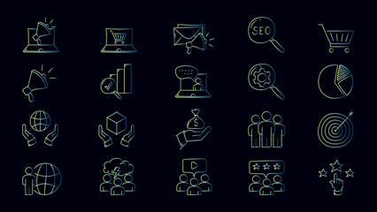 Set of digital marketing gradient icon design