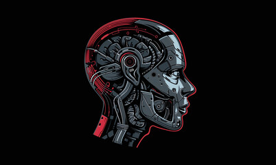 Cybernetic Human Profile Illustration