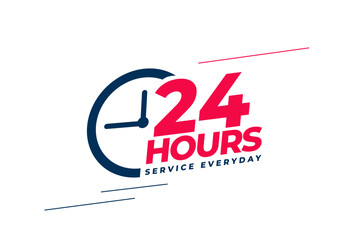 24 hours open service everyday banner with clock sign