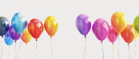 Joyful Rainbow Balloons Floating Upwards with Copy Space Background Illustration