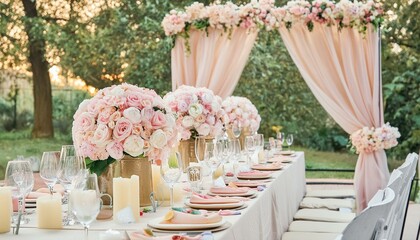 庭の結婚式パーティー