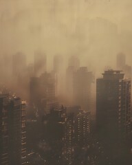Shrouded Cityscape Mysterious Vintage Ambiance in a Smog Covered Metropolis